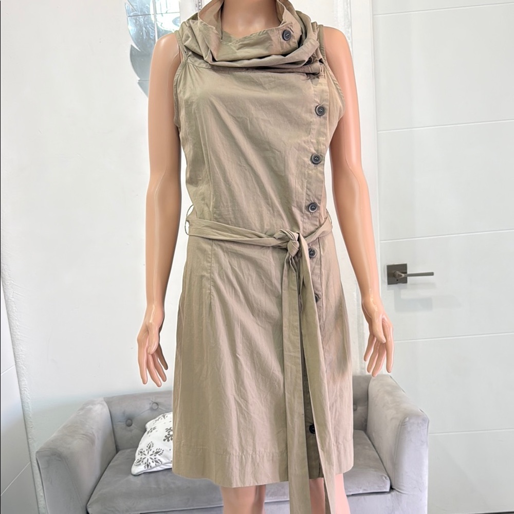 LAmade Tan Asymmetrical Sheath Midi Dress